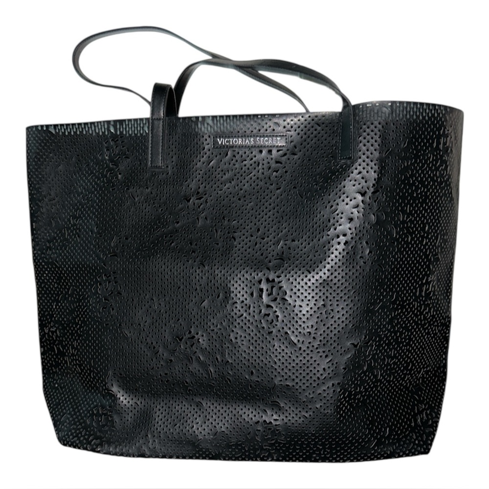 Victoria’s Secret Perforated Tote Bag Black, Black lining